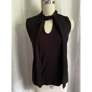 NEW! J Crew 365 Tie Front‎ Bow Sleeveless Pullover Blouse Black Medium L8131